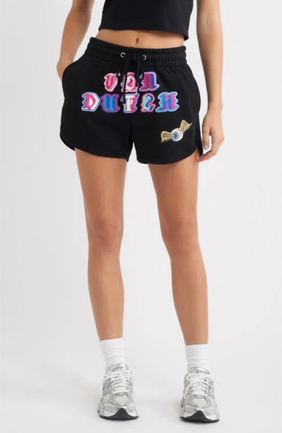 Von Dutch Logo French Terry Shorts In Black