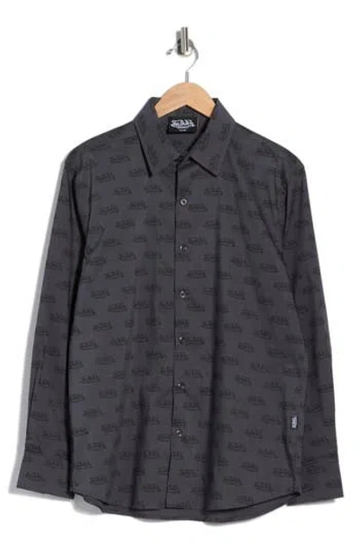 Von Dutch Logo Print Button-up Shirt In Blue