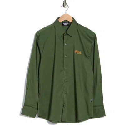 Von Dutch Logo Solid Button-up Shirt In Green