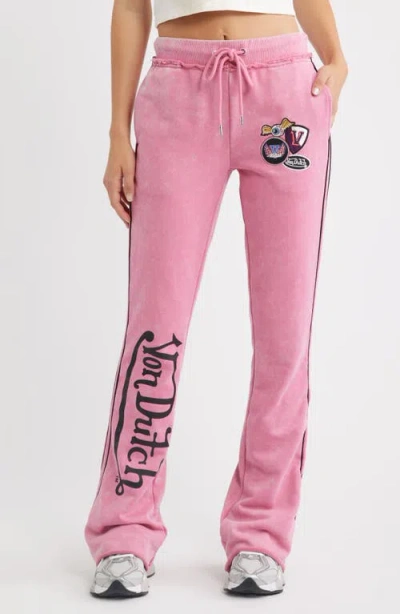 Von Dutch Low Rise Flared Raw Hem Sweatpants In Brown
