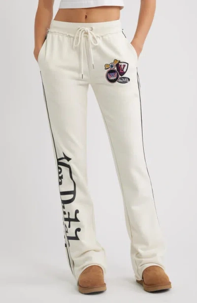 Von Dutch Low Rise Flared Raw Hem Sweatpants In White
