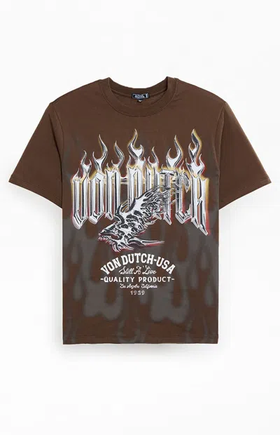 Von Dutch Men's Brown Eagle T-shirt