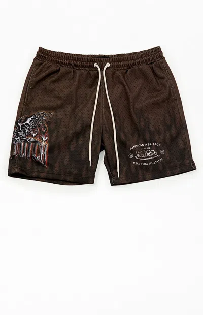 Von Dutch Men's Brown Flame Mesh Shorts