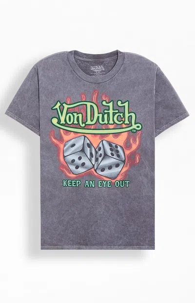 Von Dutch Men's Dice Cropped T-shirt In Black In Gray