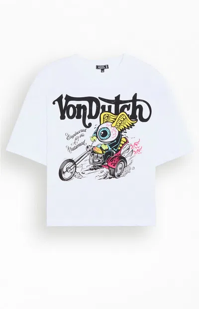 Von Dutch Men's Eyeball Motorcycle Cropped T-shirt In White