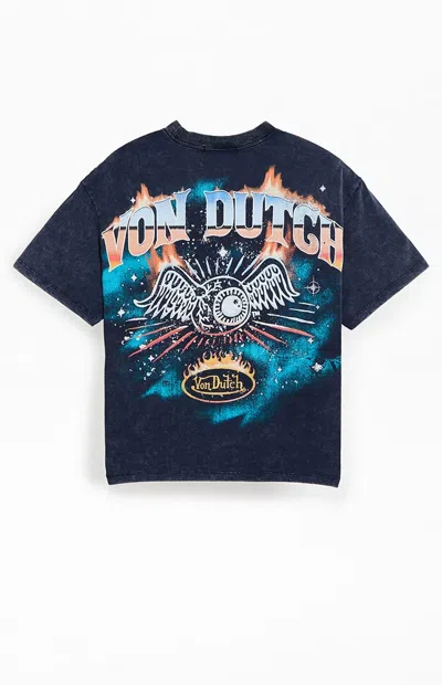 Von Dutch Men's Logo Eyeball Oversized T-shirt In Navy In Blue