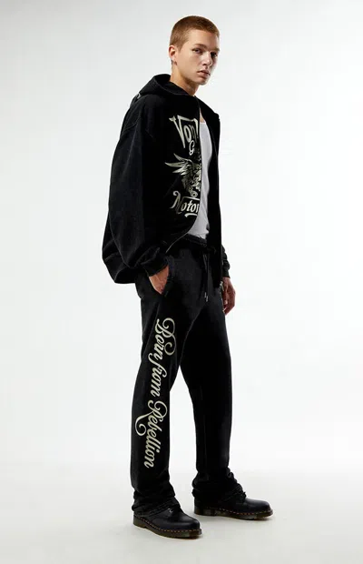 Von Dutch Men's Moto Straight Leg Sweatpants In Washed Black