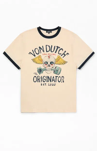 Von Dutch Men's Originator Ringer T-shirt In Off White In Neutral