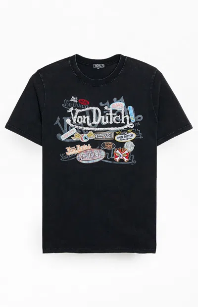 Von Dutch Men's Patch Logo T-shirt In Washed Black