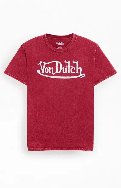 Von Dutch Men's Red Logo Classic T-shirt In Burgundy