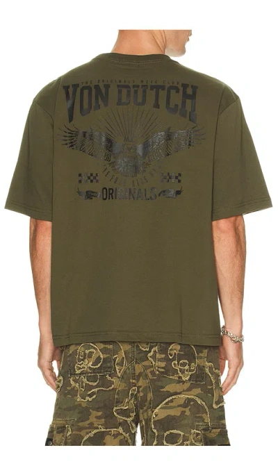Von Dutch Originals Eagle Boxy Crop Tee In Green