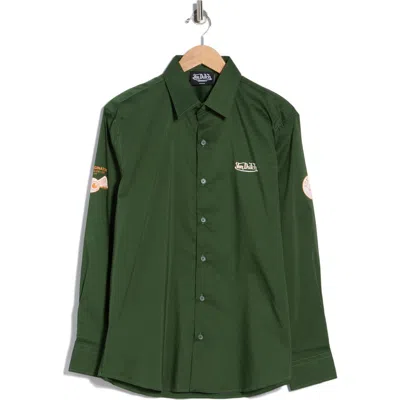 Von Dutch Patch Graphic Button-up Shirt In Green