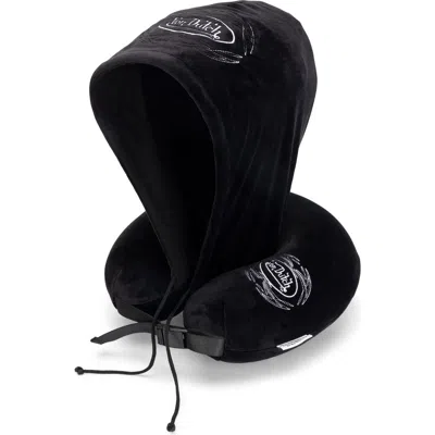 Von Dutch Pinstripe Hooded Memory Foam Travel Neck Pillow In Black