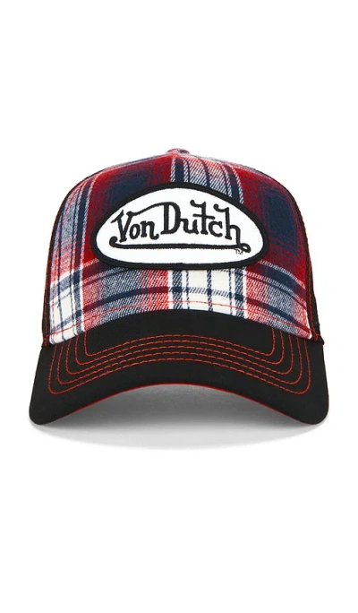 Von Dutch Plaid Trucker Hat In Neutral