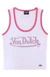 Von Dutch Rhinestone Logo Stretch Cotton Tank