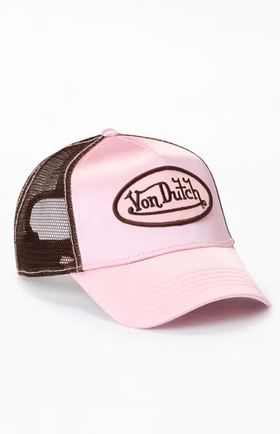 Von Dutch Satin Trucker Hat In Pink