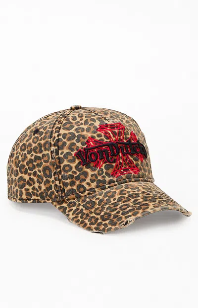 Von Dutch Sigil Logo Snapback Hat In Leopard In Brown