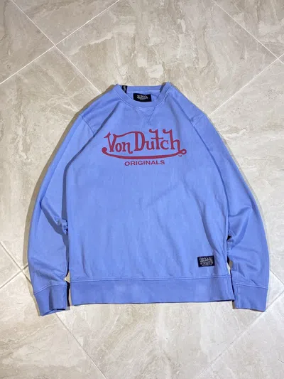 Pre-owned Von Dutch Streetwear Y2k Style Hype Sweatshirt In Blue