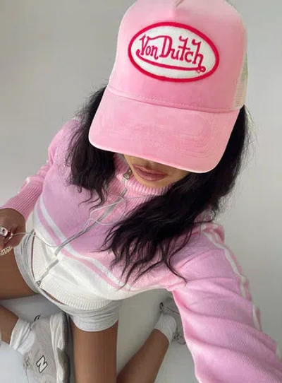 Von Dutch Velvet Trucker Hat Pink In Brown