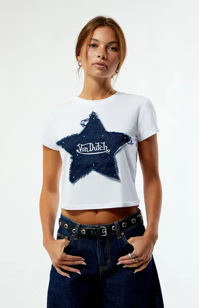 Von Dutch Women's Star Skimmer T-shirt In White
