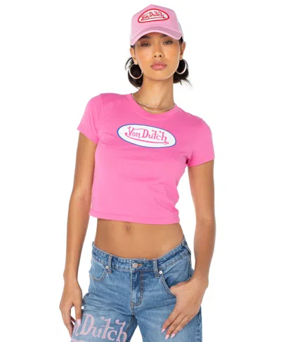 Von Dutch Women's Velvet Snapback Trucker Hat In Pink