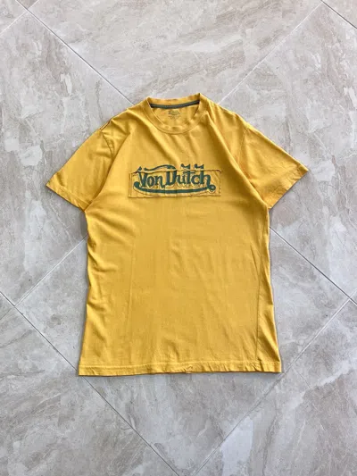 Pre-owned Von Dutch Y2k Hype Streetwear Style Big Logo T-shirt In Yellow