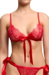 Von Follies By Dita Von Teese Fantacist Unlined Tie Front Bralette In Flame