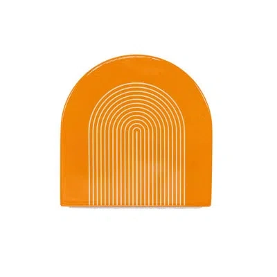 Von Gern Home Antibes Lacquer Stripe Coasters In Orange,white;orange,white