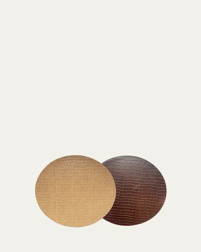 Von Gern Home Chocolate And Light Brown Croco Reversible Placemats