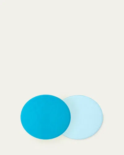 Von Gern Home Reversible Round Faux Patent Leather Placemat In Blue