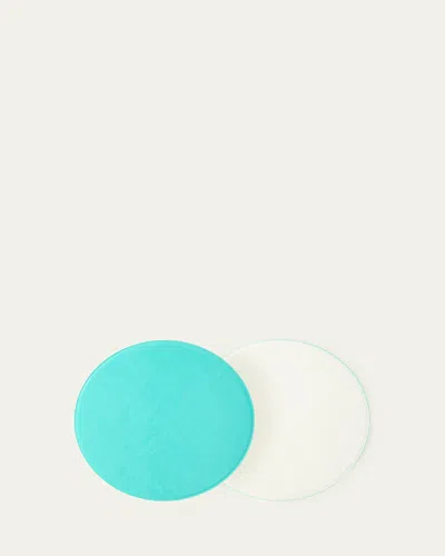 Von Gern Home Reversible Round Faux Patent Leather Placemat In Blue