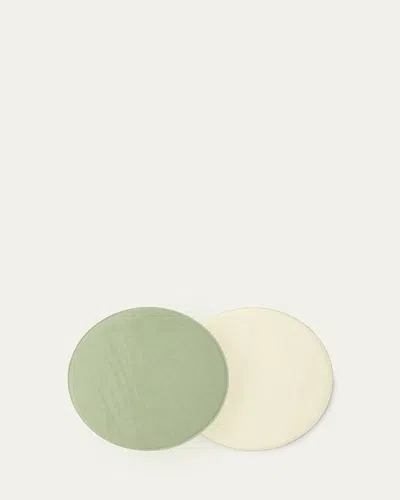 Von Gern Home Reversible Round Patent Leather Placemat In Green