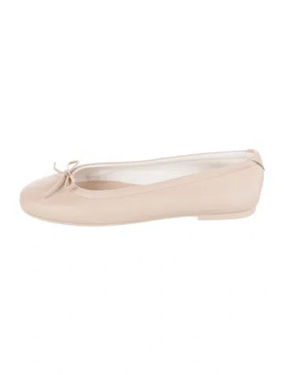Pre-owned Von Holzhausen Leather Bow Accents Ballet Flats In Neutral