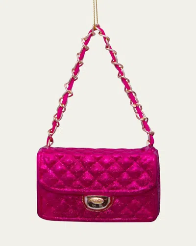 Vondels Raspberry Glitter Handbag Christmas Ornament In Pink