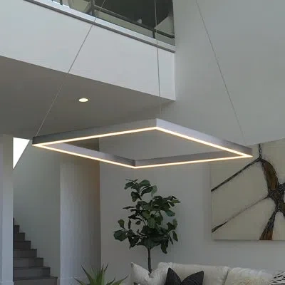 Vonn Lighting Atria 20-in Integrated Led Pendant Light Square Height Adjustable Etl Certified Chandelier In Silver