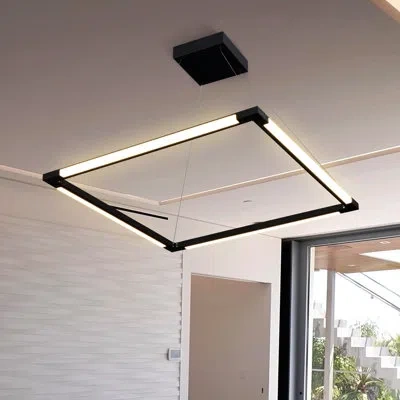Vonn Lighting Atria 24-in Integrated Led Height Adjustable Etl Certified Square Chandelier With Rotating Axes In Matte Black
