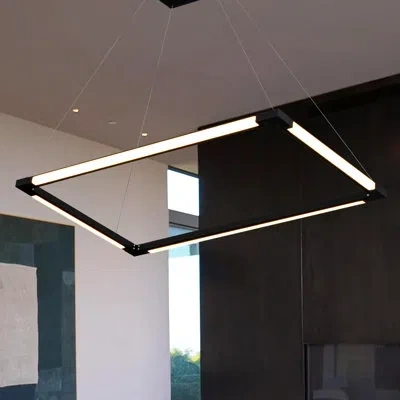 Vonn Lighting Atria 29-in Integrated Led Height Adjustable Etl Certified Rectangular Chandelier With Rotating Axes In Matte Black