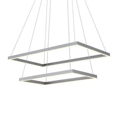 Vonn Lighting Atria Duo 29" Linear Integrated Led Pendant Height Adjustable Etl Certified Two-tier Chandelier In Silver