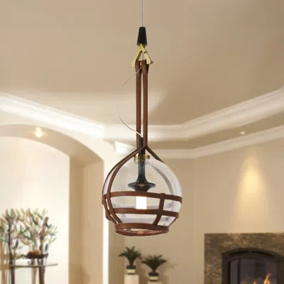 Vonn Lighting Bari 7-in Integrated Led Etl Certified Height Adjustable Pendant Light With Glass Shade In Oil Rubbed Bronze;antique Brass