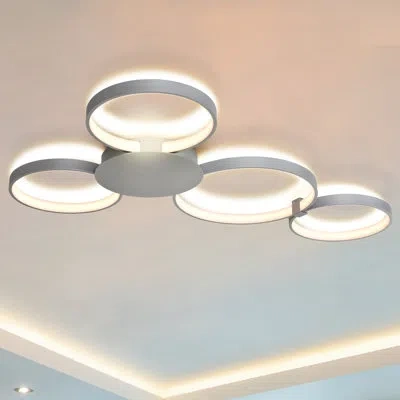 Vonn Lighting Capella 43" Integrated Led Ceiling Lighting Modern Multi-ring Semi Flush In Aluminium