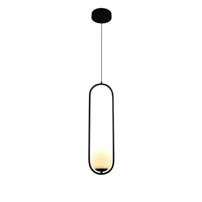 Vonn Lighting Capri 1-light 7" Integrated Led Etl Certified Height Adjustable Cylinder Pendant Globe Glass Shade In Matte Black