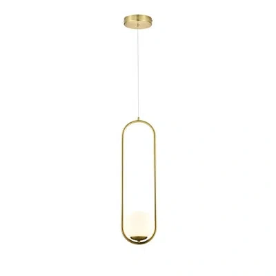 Vonn Lighting Capri 7-in Integrated Led Height Adjustable Etl Certified Pendant Light With Glass Shade In Antique Brass