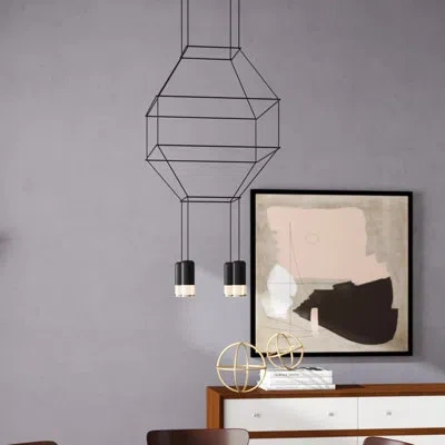 Vonn Lighting Expression 18" 4-light Etl Certified Integrated Led Height Adjustable Geometric Pendant In Matte Black