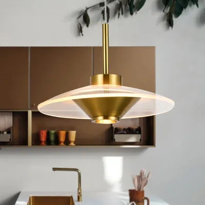 Vonn Lighting Ferrara 7-in 100-277v 1-light Etl Certified Integrated Led Height Adjustable Pendant Lighting In Antique Brass