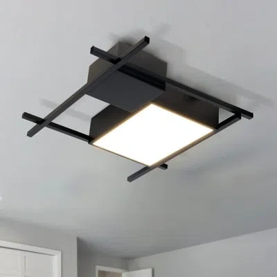 Vonn Lighting Radium 19-in Integrated Led Rectangular Etl Certified Semi Flush Ceiling Light In Matte Black