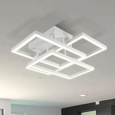 Vonn Lighting Radium 28-in Integrated Led Rectangular Etl Certified Semi Flush Ceiling Light In White
