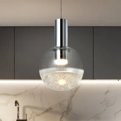 Vonn Lighting Sienna 5-in Integrated Led Height Adjustable Etl Certified Pendant Light With Globe Shade In Polished Chrome