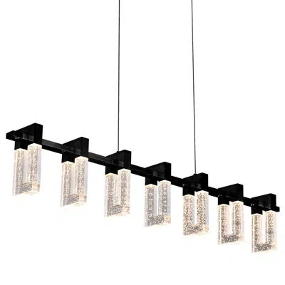 Vonn Lighting Sorrento 40-in 7-light Height Adjustable Etl Certified Integrated Led Linear Chandelier In Matte Black