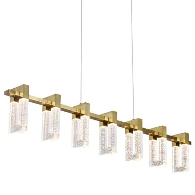 Vonn Lighting Sorrento 40-in 7-light Plank Pendant Height Adjustable Etl Certified Led Linear Chandelier In Antique Brass