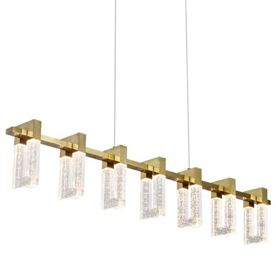 Vonn Lighting Sorrento Vac3137ab 40" 7-light Pendant Lighting Height Adjustable Integrated Led Linear Chandelier I In Gold